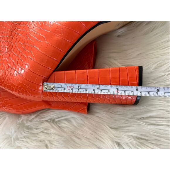 Ego orange Chunky Heels Short Boots, Waterproof Platform Back Zipper High Heel B - Picture 7 of 8